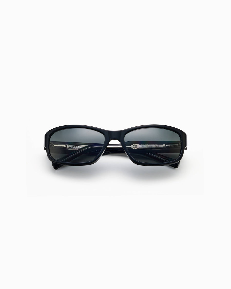 Velo black shell wraparound sunglasses with black lens – Unscene