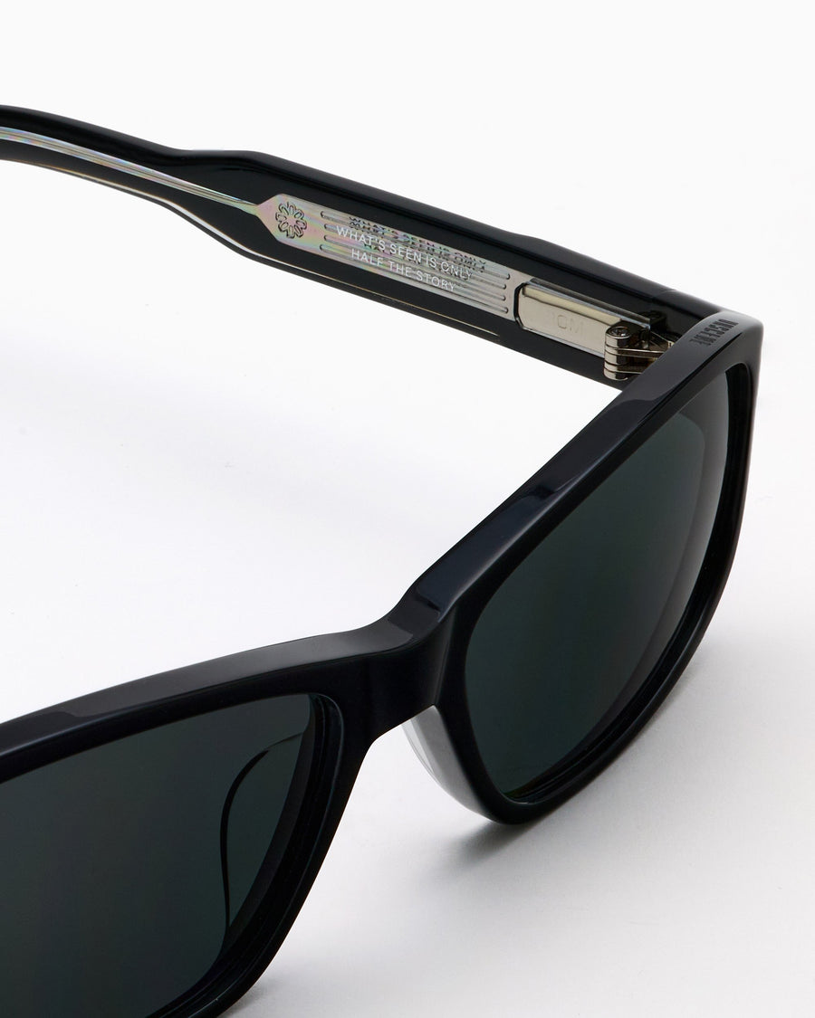 Velo black shell wraparound sunglasses with black lens – Unscene