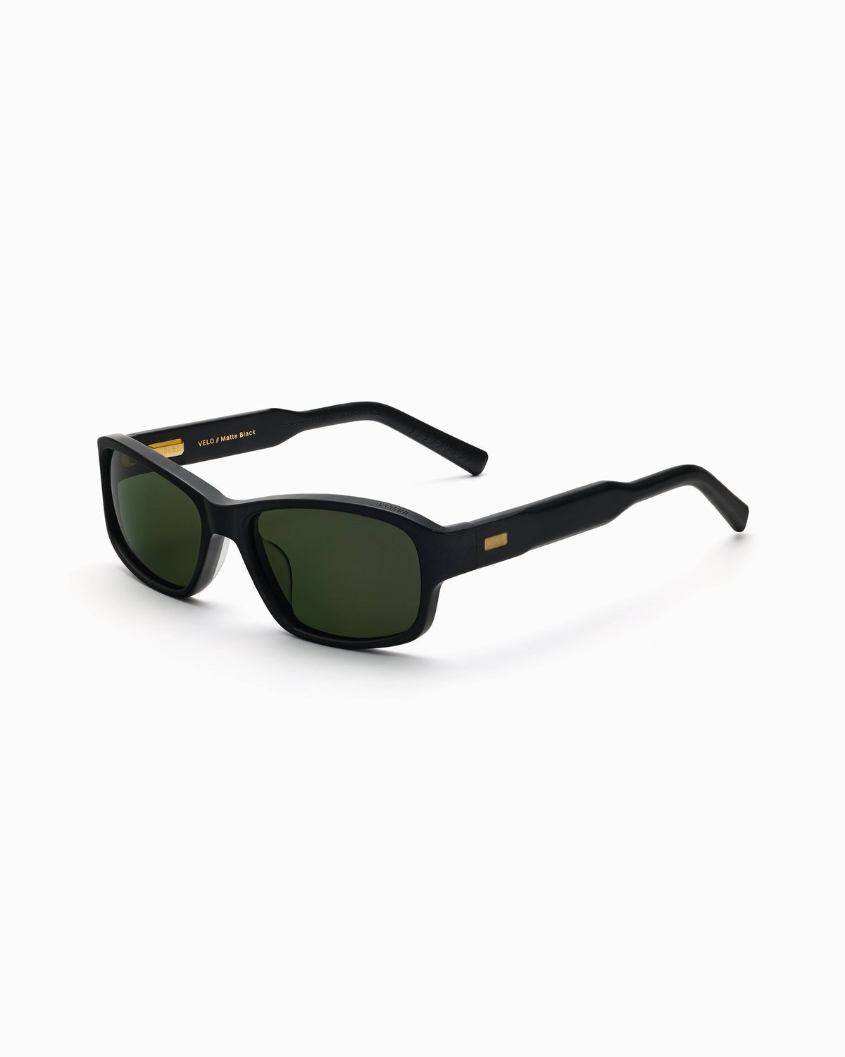 Velo matte black wraparound sunglasses with green lens – Unscene